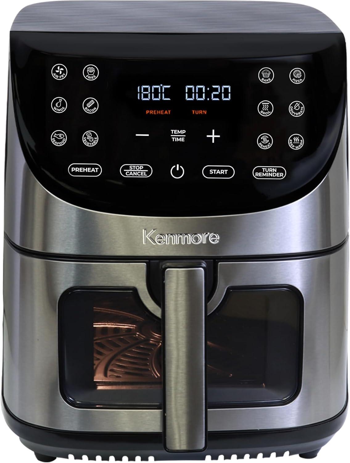 Kenmore 8 Qt Digital Air Fryer 12 Cooking Presets Stainless Steel