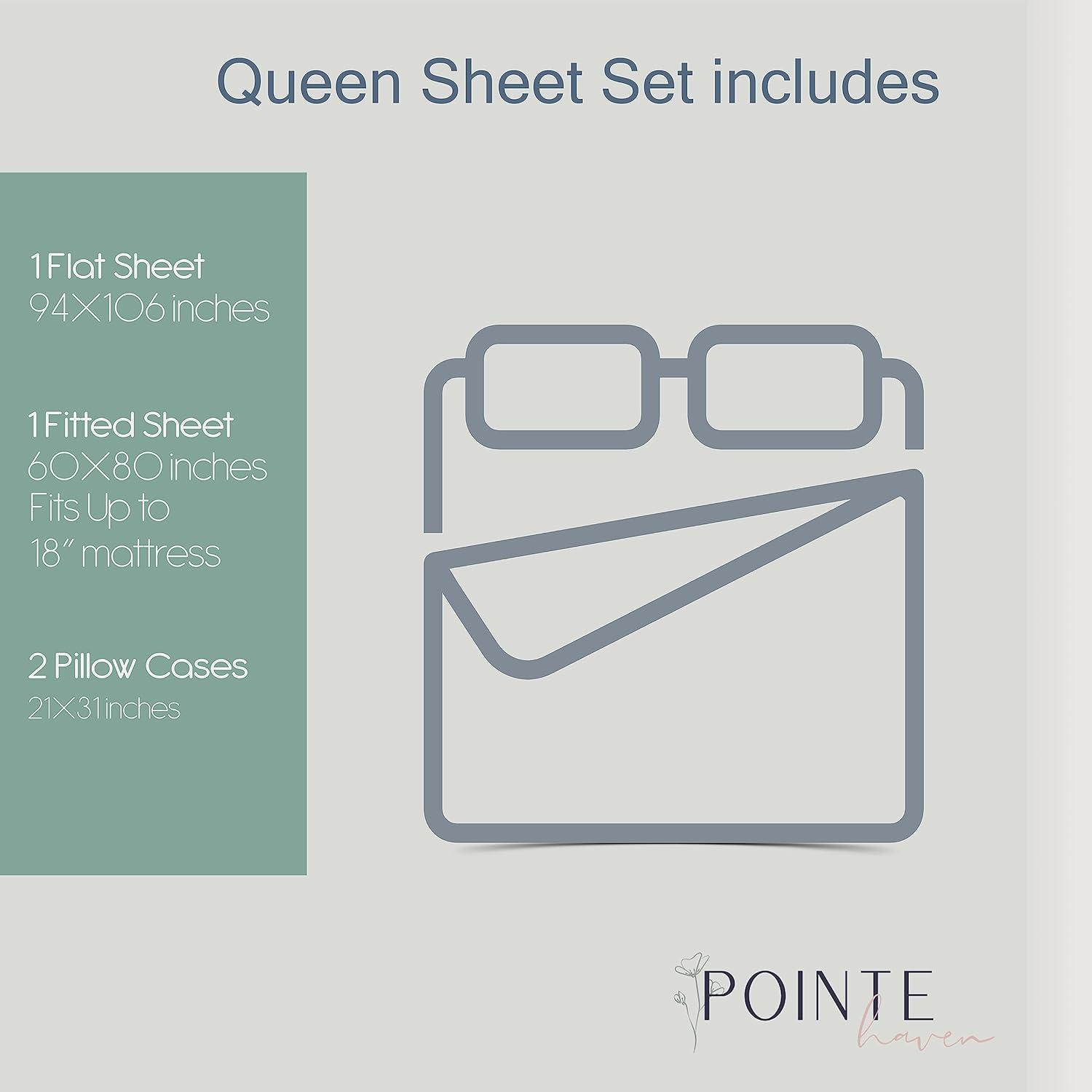 Pointehaven 180 GSM Luxury Cotton Printed Flannel Sheet Set, Queen, Derby