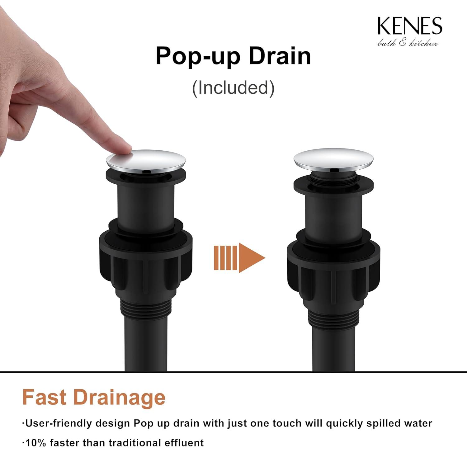 KENES Chrome Bowl Vessel Sink Facuet Single Handle Tall Bathroom Sink Faucet Bathroom Vanity Faucet Basin Mixer Tap with Water Supply Lines and Pop Up Sink Drain, LJ-9031A-5