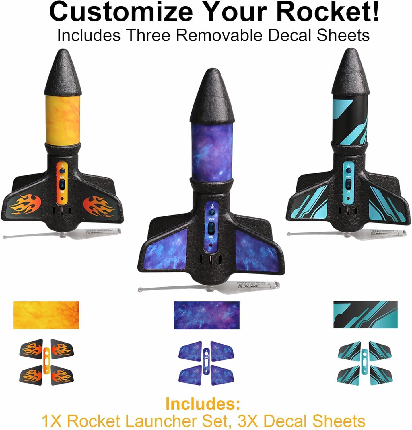 JEEXI Original Rocket Launcher for Kids - Outdoor Toys Electric Flying Motorized Rocket with Parachute Safely Land, STEM Spaceship Launch up to 200 ft Birthday Gifts for Boys
