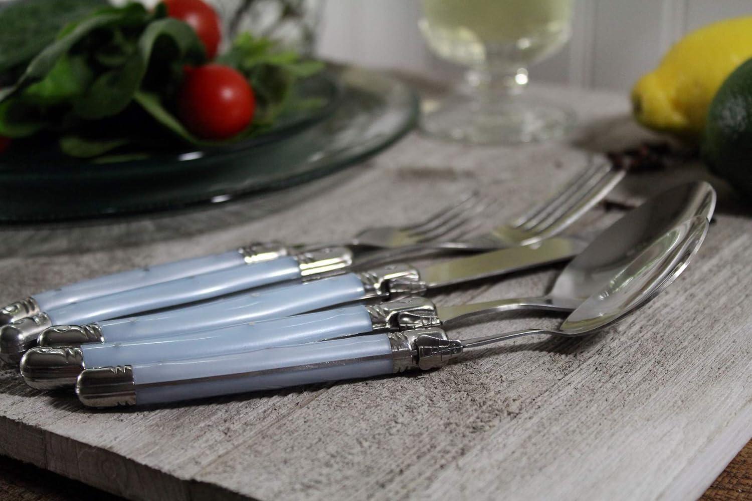 French Home Laguoile 20pc Stainless Steel Silverware Set Blue: Flatware Set, Service for 4, Dishwasher-Safe