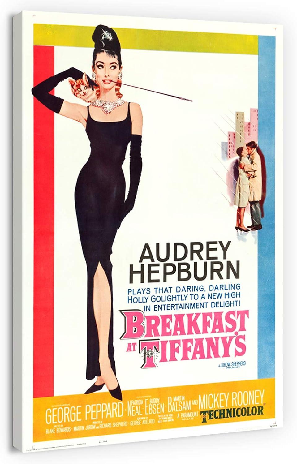 Canvas Print Wall Art - Vintage Audrey Hepburn Movie Poster Breakfast at Tiffany's - 12x18 inches