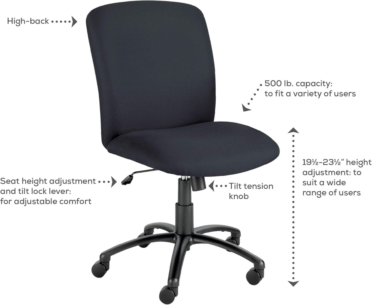 Safco Big & Tall Executive High-Back Chair Black Foam, Polyester Seat - Polyester Back - Black Steel Frame - 5-star Base - Black - 22.25" Seat Width x 20.75" Seat Depth - 27" Width x 30.3" Depth x 44.