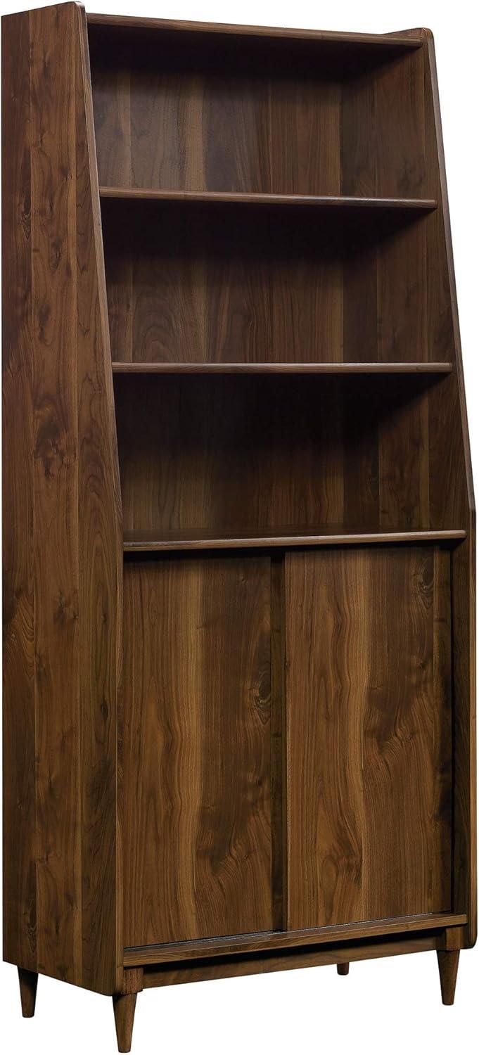 Grand Walnut Adjustable 70'' Bookcase with Sliding Doors