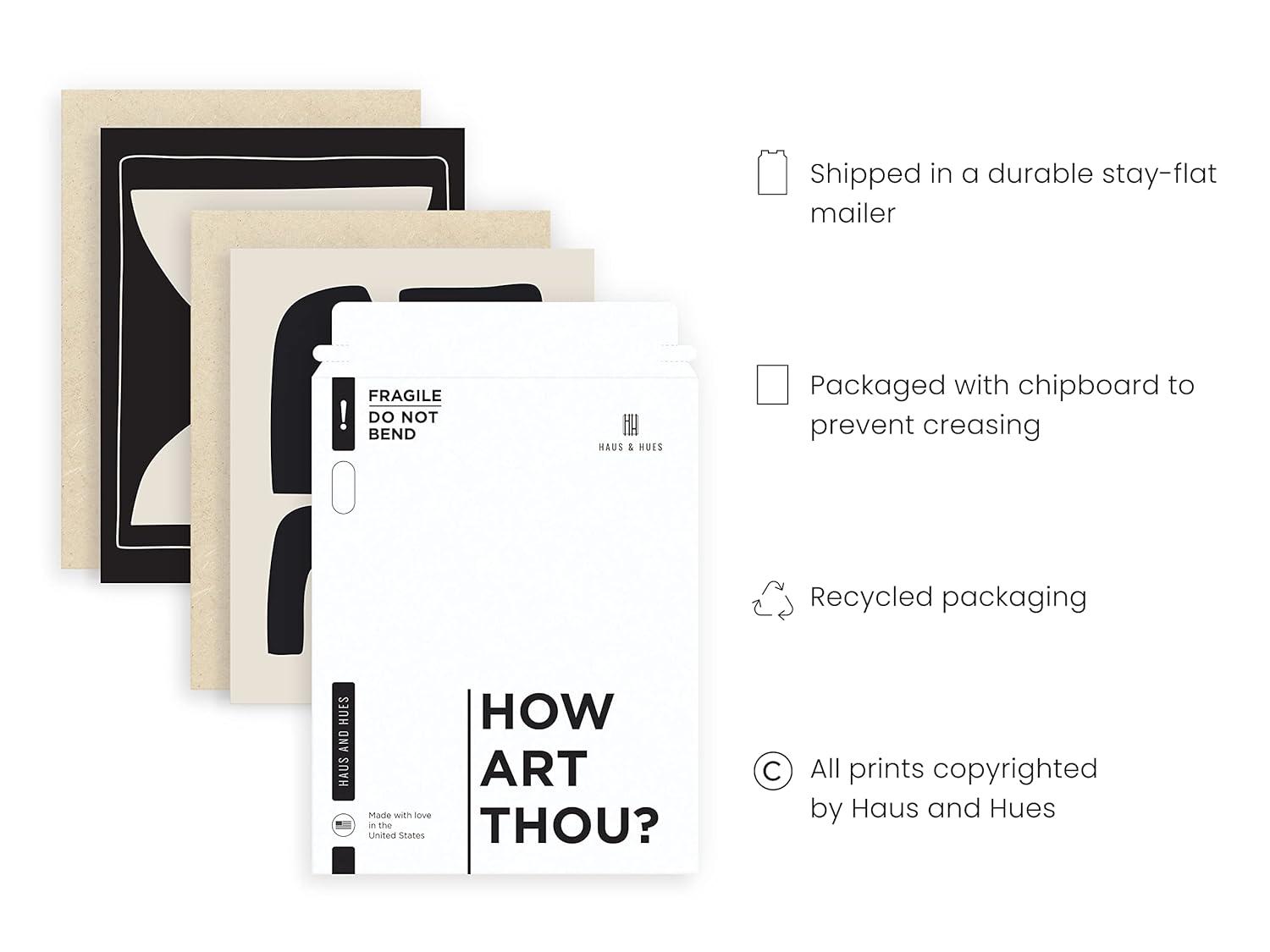 HAUS AND HUES Abstract Minimalist Wall Art - Set of 6 Abstract Art Gallery Wall Decor, Black Abstract Wall Art Prints, Geometric Wall Prints, Matisse Prints Gallery Wall Art (Unframed 8x10)