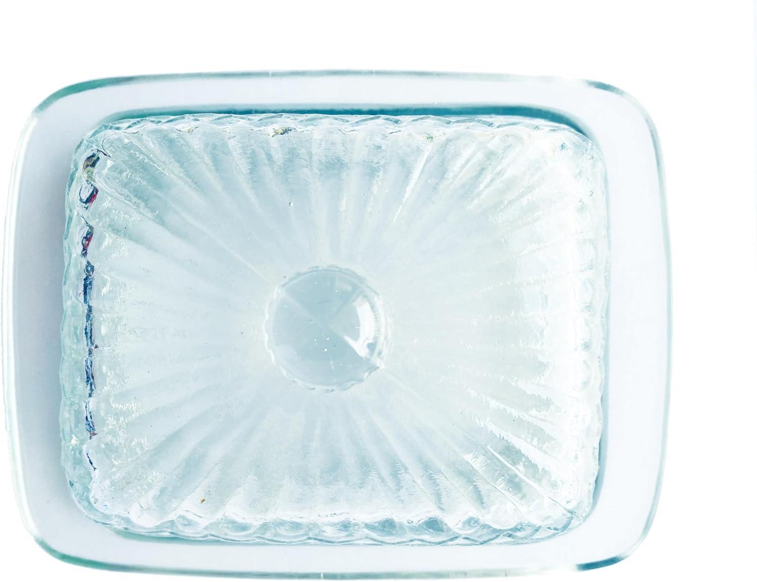 Medium Clear Embossed Rectangular Reclaimed Glass Butter Dish