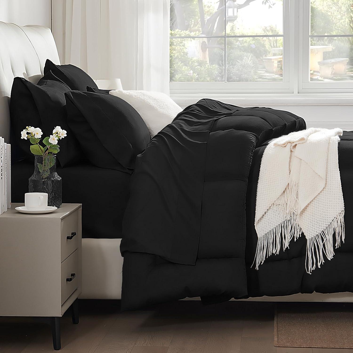 Sweet Home Collection All Season Bed-in-A-Bag 5pc/7pc Solid Color Comforter & Sheet Set Ultra Soft Bedding by Sweet Home Collection