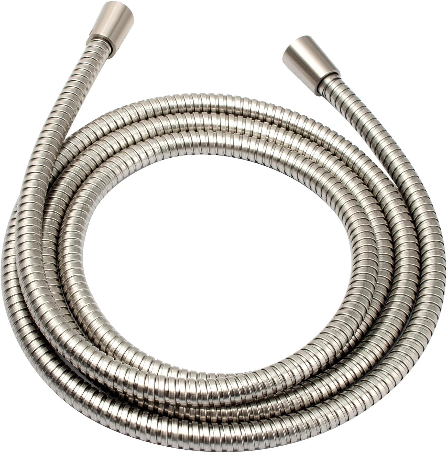 BRIGHT SHOWERS Shower Hose For Hand Held Shower Heads, 96 Inches Cord Extra Long Stainless Steel Hand Shower Hose, Ultra-Flexible Replacement Part with Brass Insert, Brushed Nickel