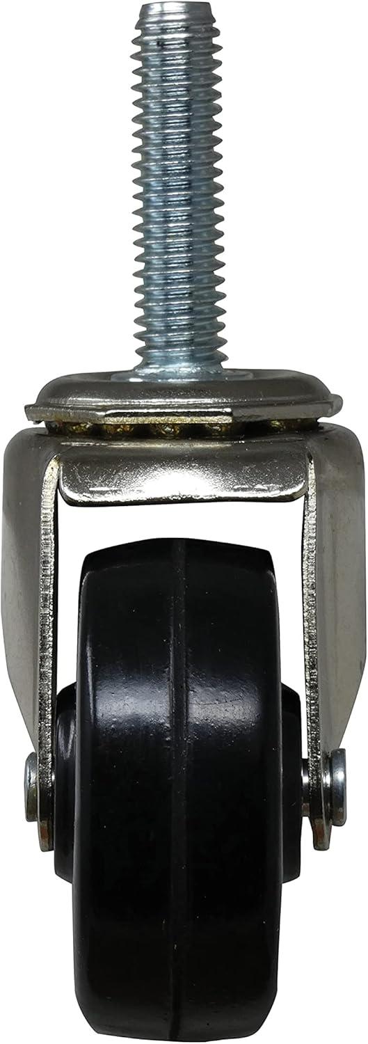 2-Inch Black Rubber Swivel Stem Caster with Ball Bearing