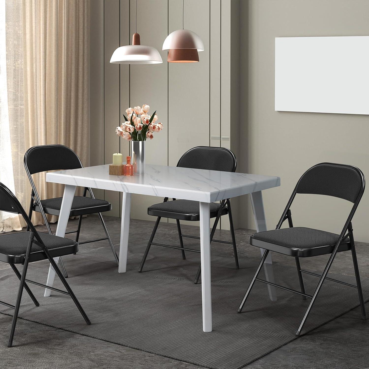 Inbox Zero 4Pcs Fully Assembled Thick-Padded Black PU Folding Chairs, 17.7"X19.7"X30.7"