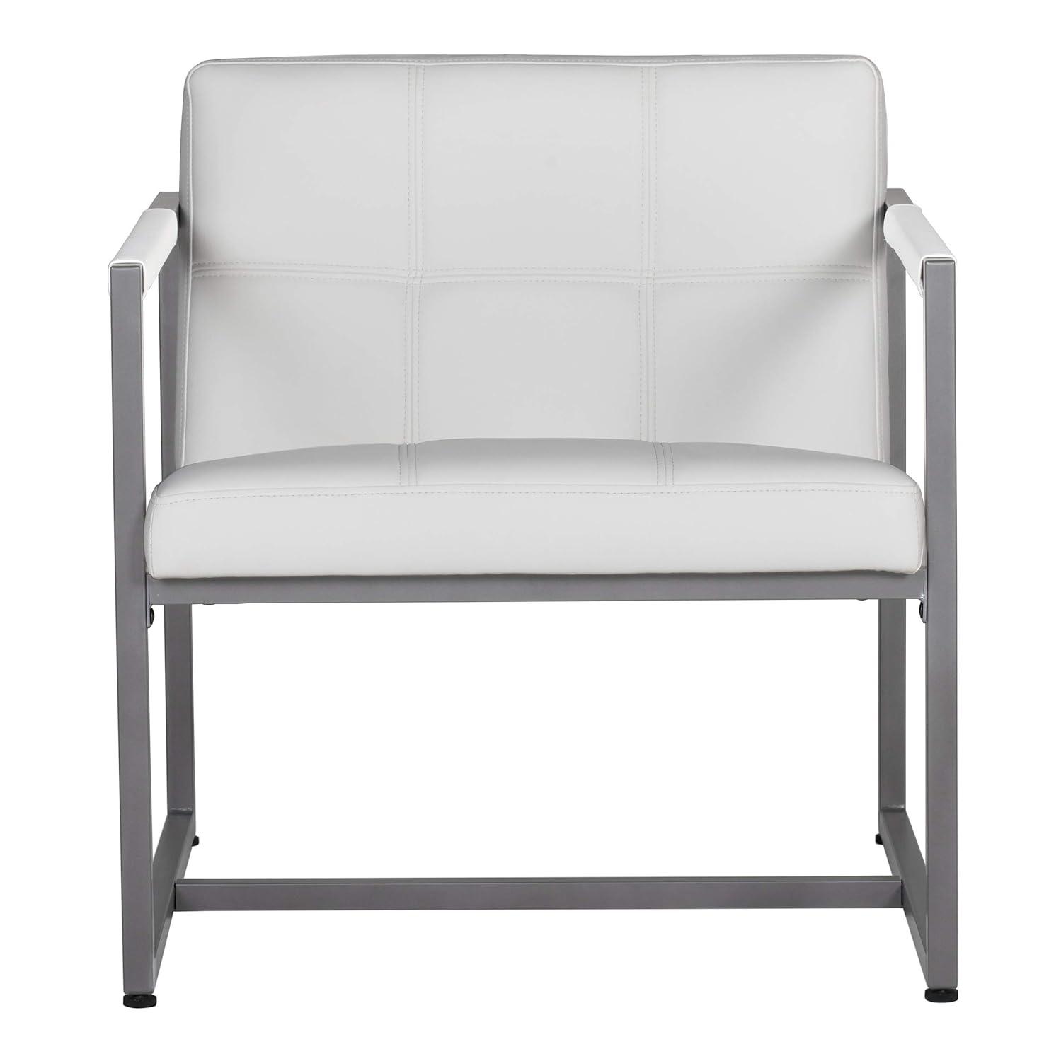 Camber Accent Chair White - Studio Designs Home: Mid-Century Faux Leather, Metal Frame, 250lbs Capacity