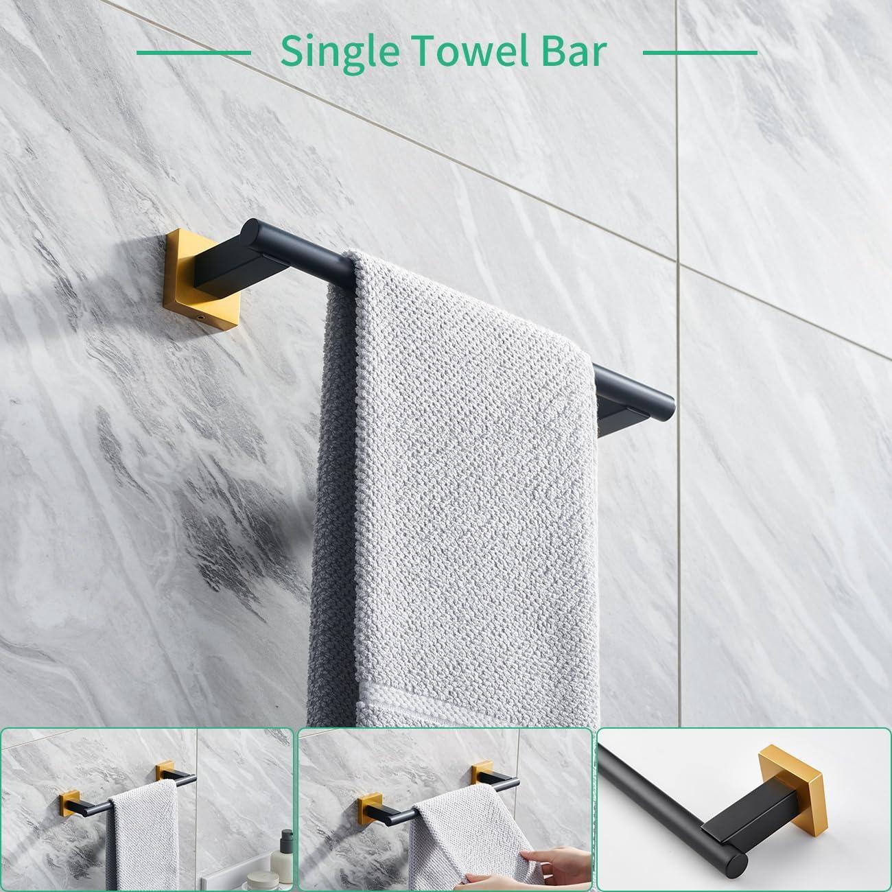 Brushed Gold and Black Stainless Steel 4-Piece Bathroom Hardware Set