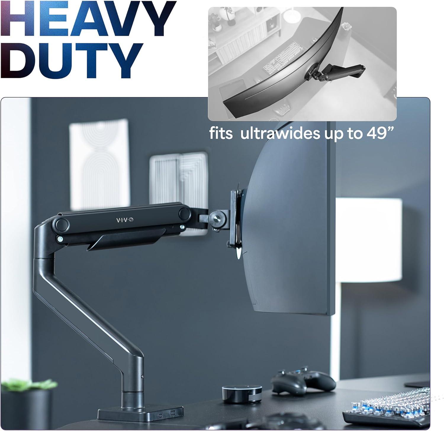 Heavy Duty Black Aluminum Ultrawide Monitor Desk Mount