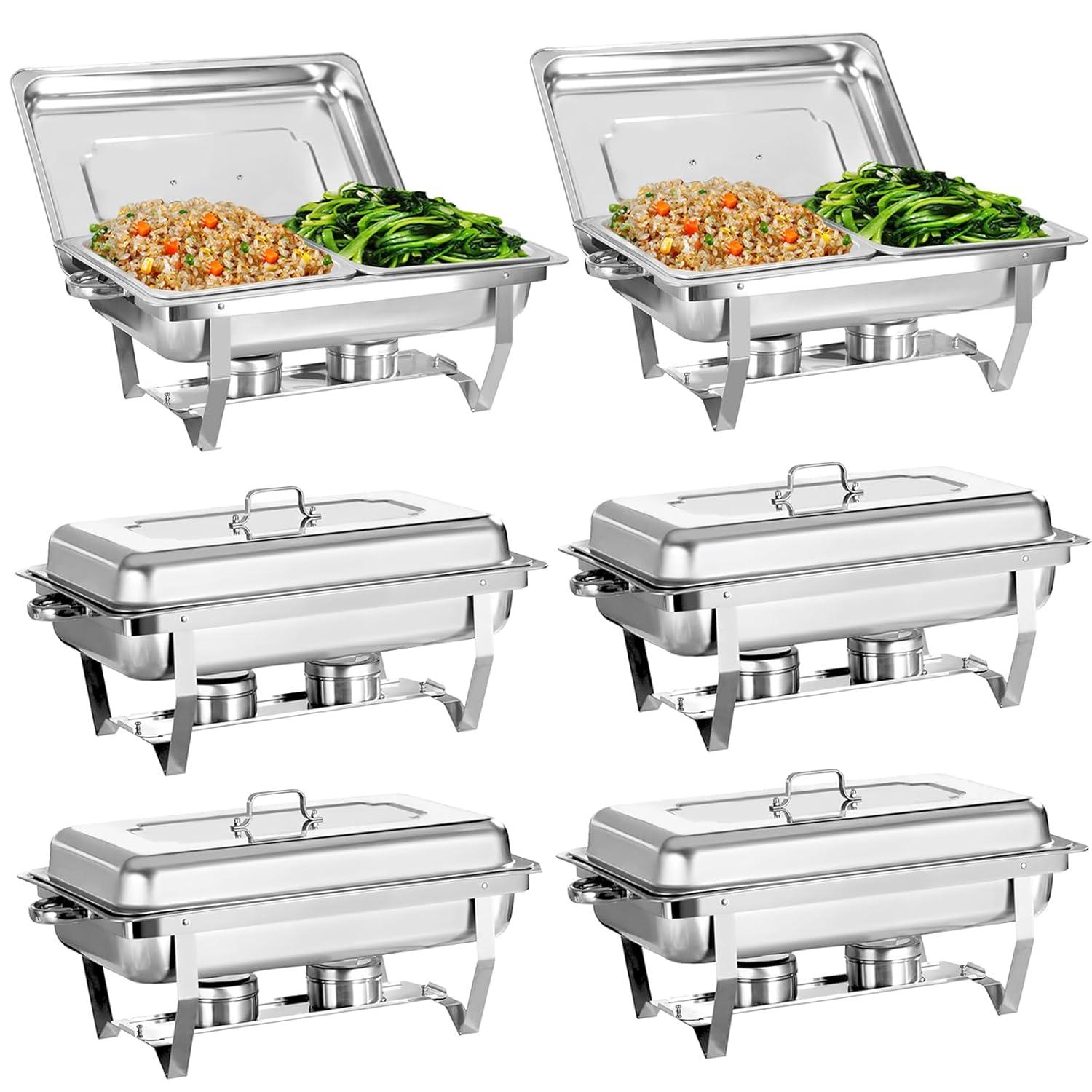 The Party Aisle™ Chafing Dishes For Buffet 4 Pack, 8 Qt Stainless Steel Chafers And Buffet Warmers Sets With Lid, Rectangle Serving Food Warmer Catering Supplies Buffet Display For Parties