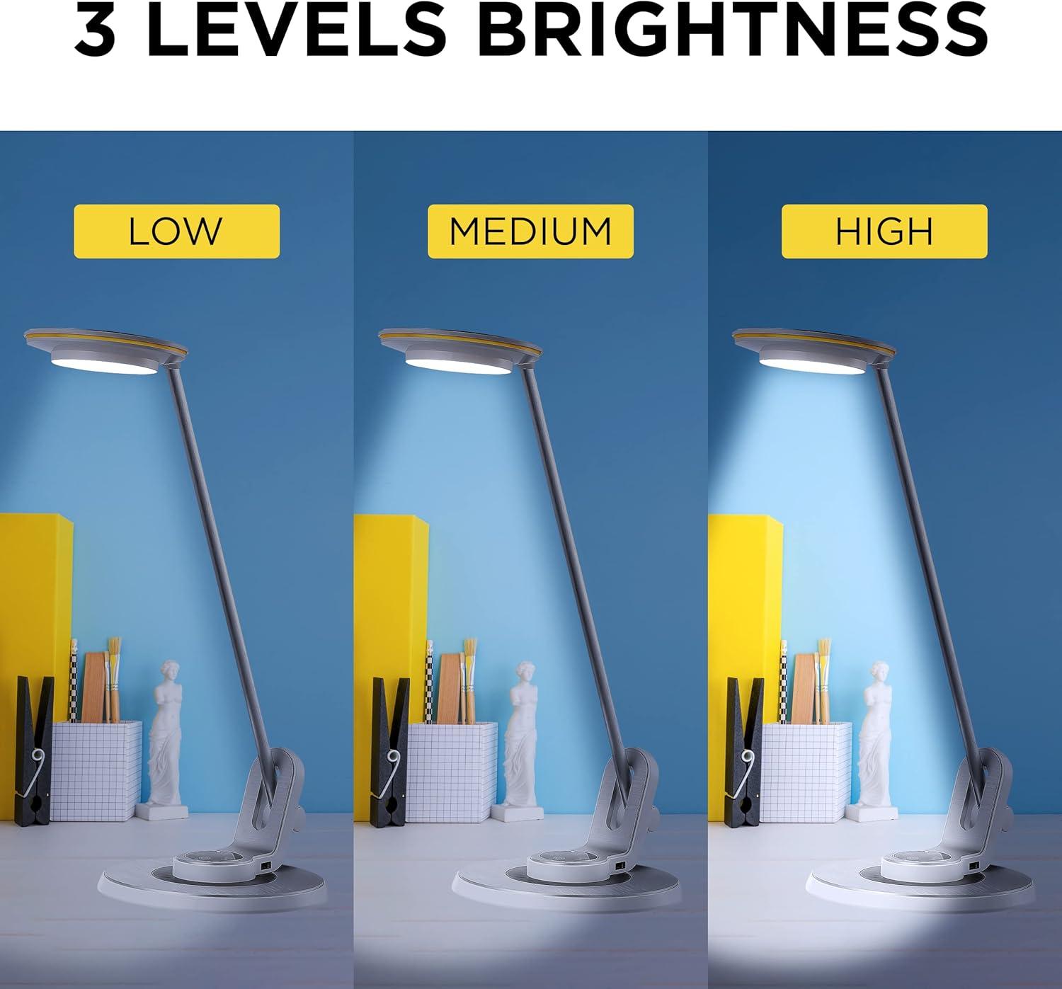 JONATHAN Y JYL7701B Dixon 18.5" Aluminum Contemporary Farmhouse Minimalist Adjustable Dimmable USB Charging LED Task Lamp for Bedroom Living Room Office, Silver