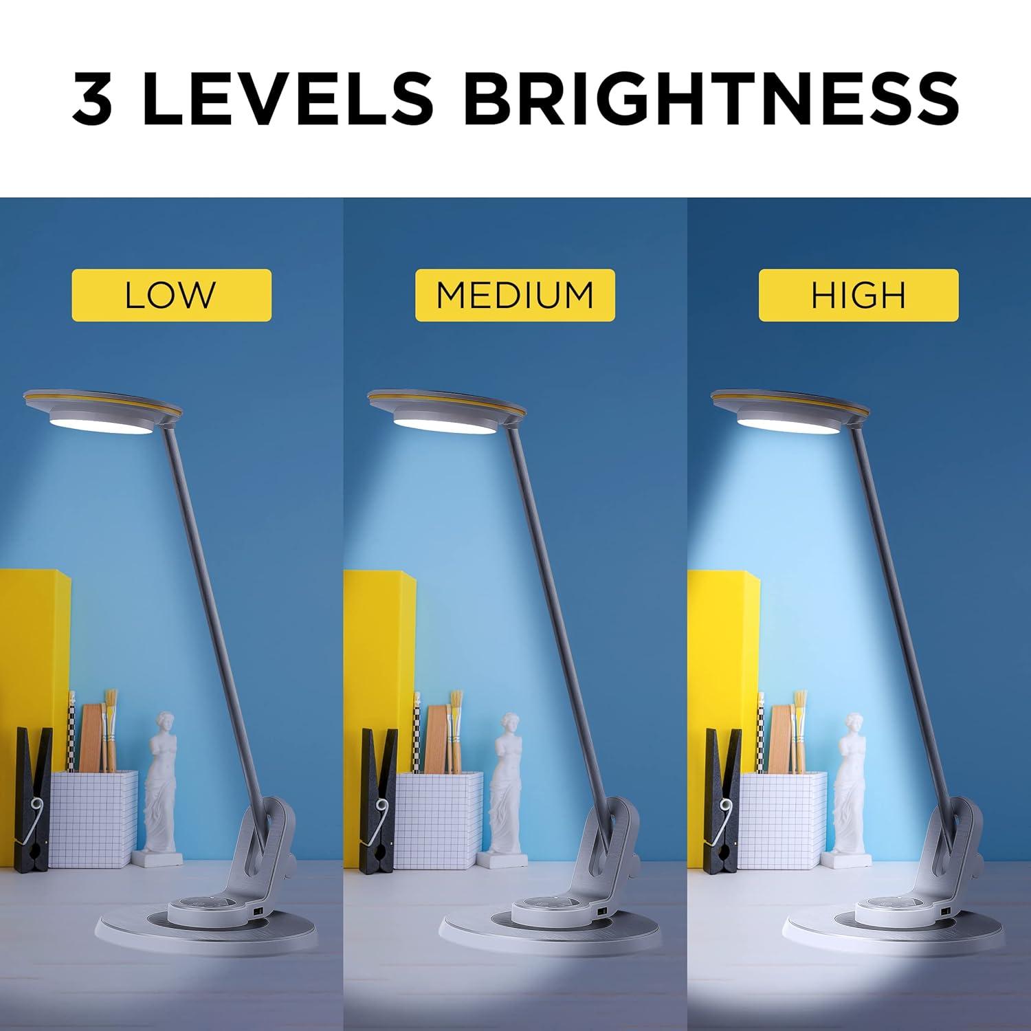 JONATHAN Y JYL7701B Dixon 18.5" Aluminum Contemporary Minimalist Adjustable Dimmable USB Charging LED Task Lamp, Farmhouse, Modern for living room, dinning room, bedroom Bulb Included, Sliver