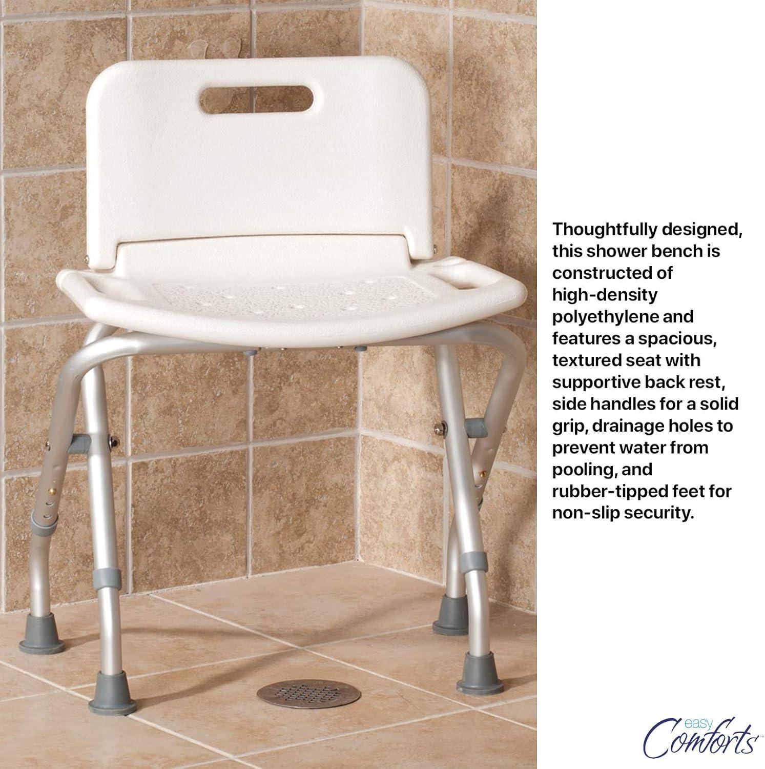 Folding Shower Chair Seat - Bath Chair with Back Supports 300 Lbs.