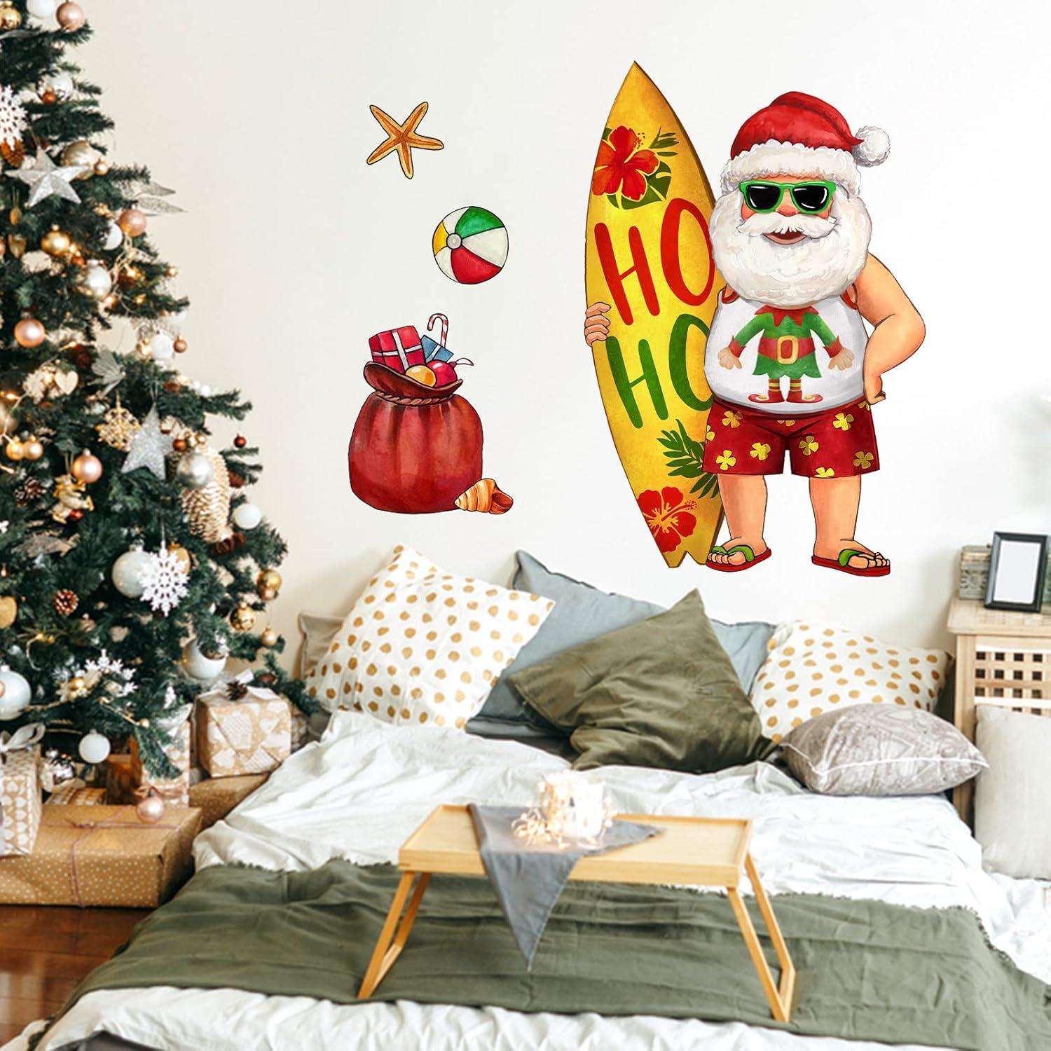 Hawaiian Christmas Santa Claus Wall Decals for Kids