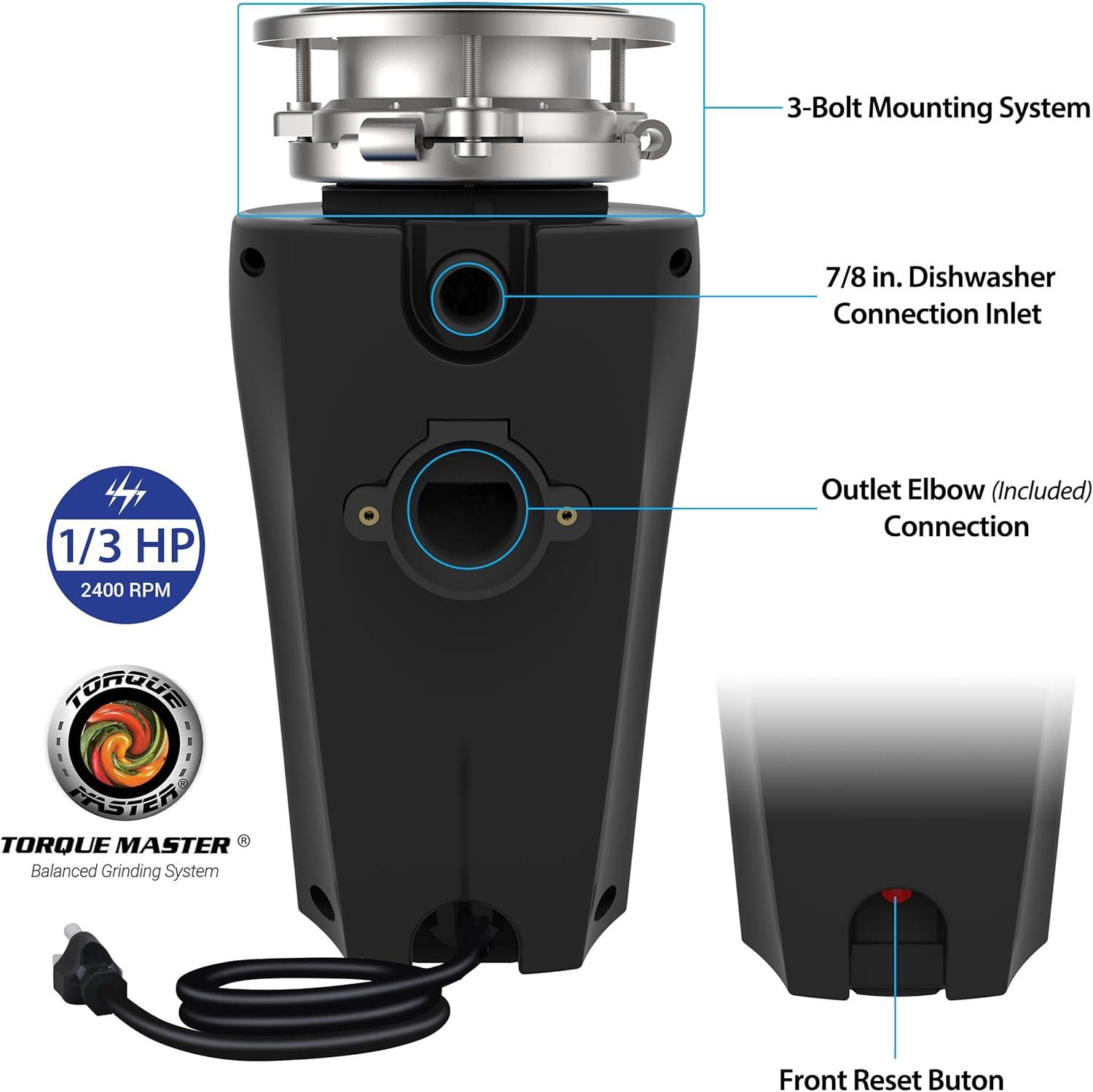 1/2 HP Continuous Feed Garbage Disposal with Cord