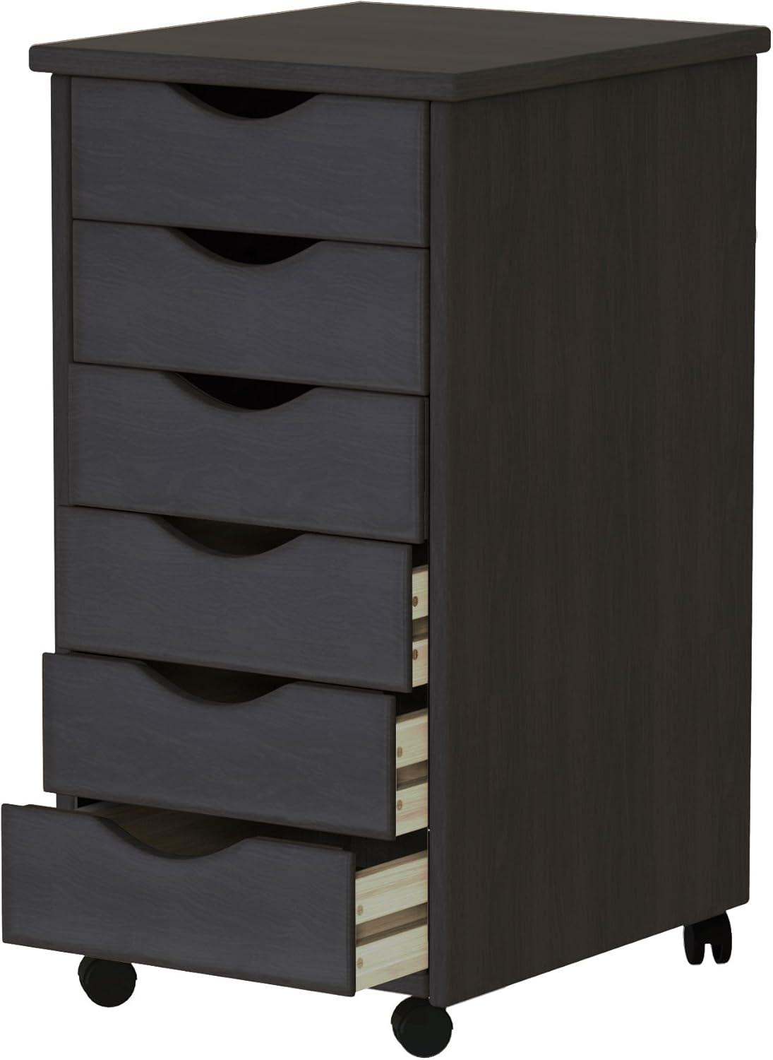 Adeptus Original Roll Cart, Solid Wood, 6+2 Drawer Narrow Roll Cart, Med Pine