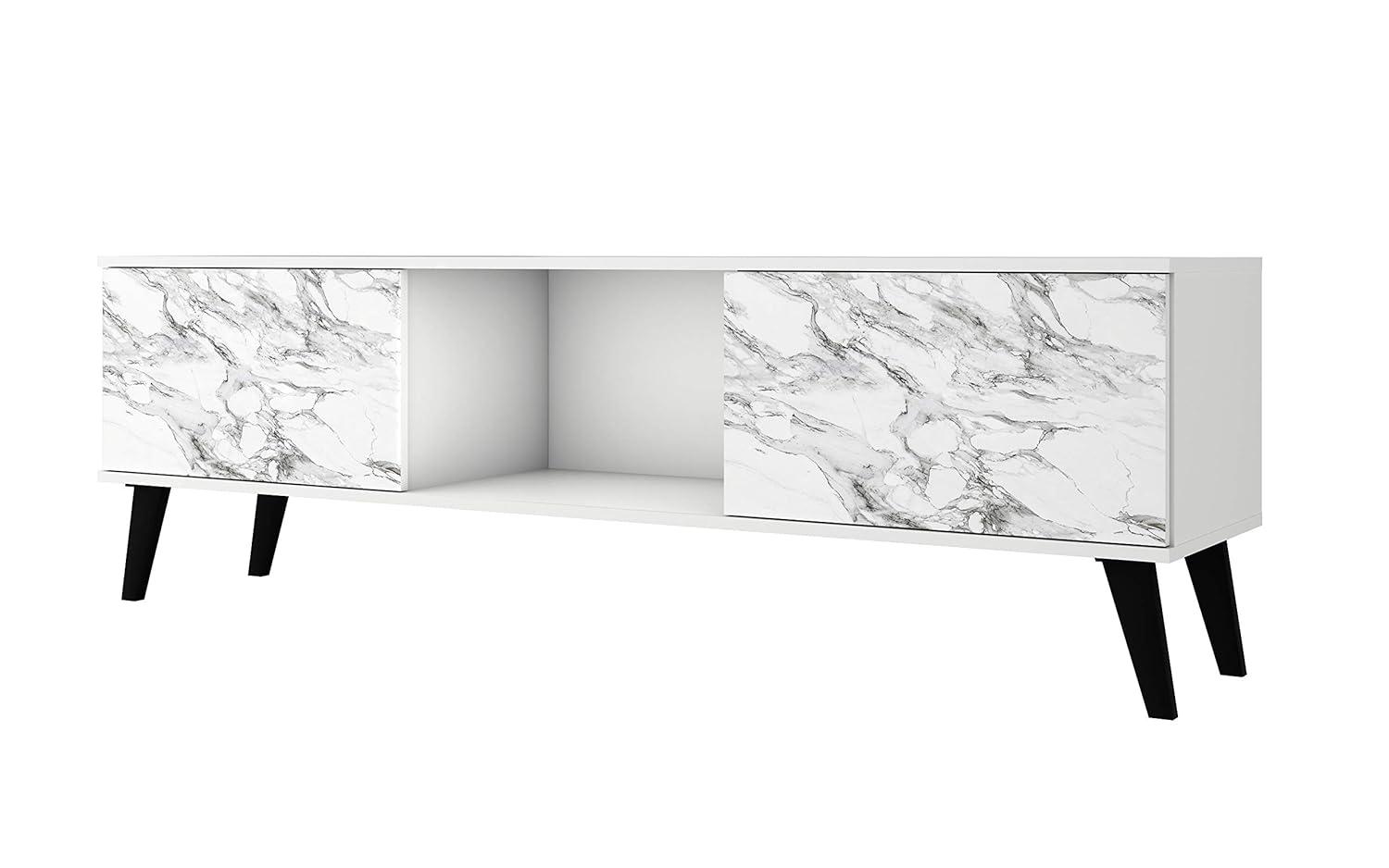 Doyers TV Stand for TVs up to 60" Brown - Manhattan Comfort: Entertainment Center with Open Shelves, Cable Management
