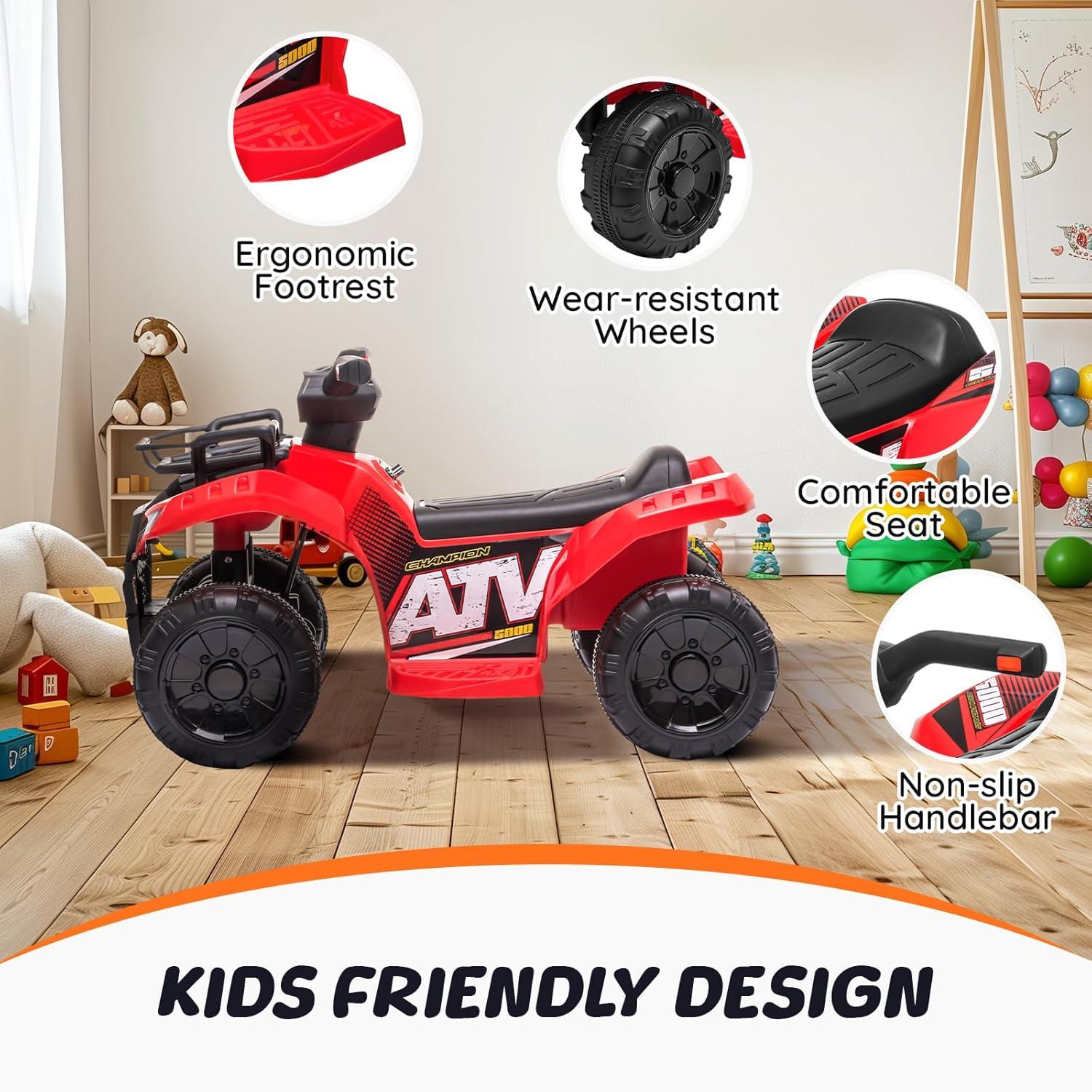 Aosom 6 Volt 1 Seater All-Terrain Vehicles Push/Pull Ride On