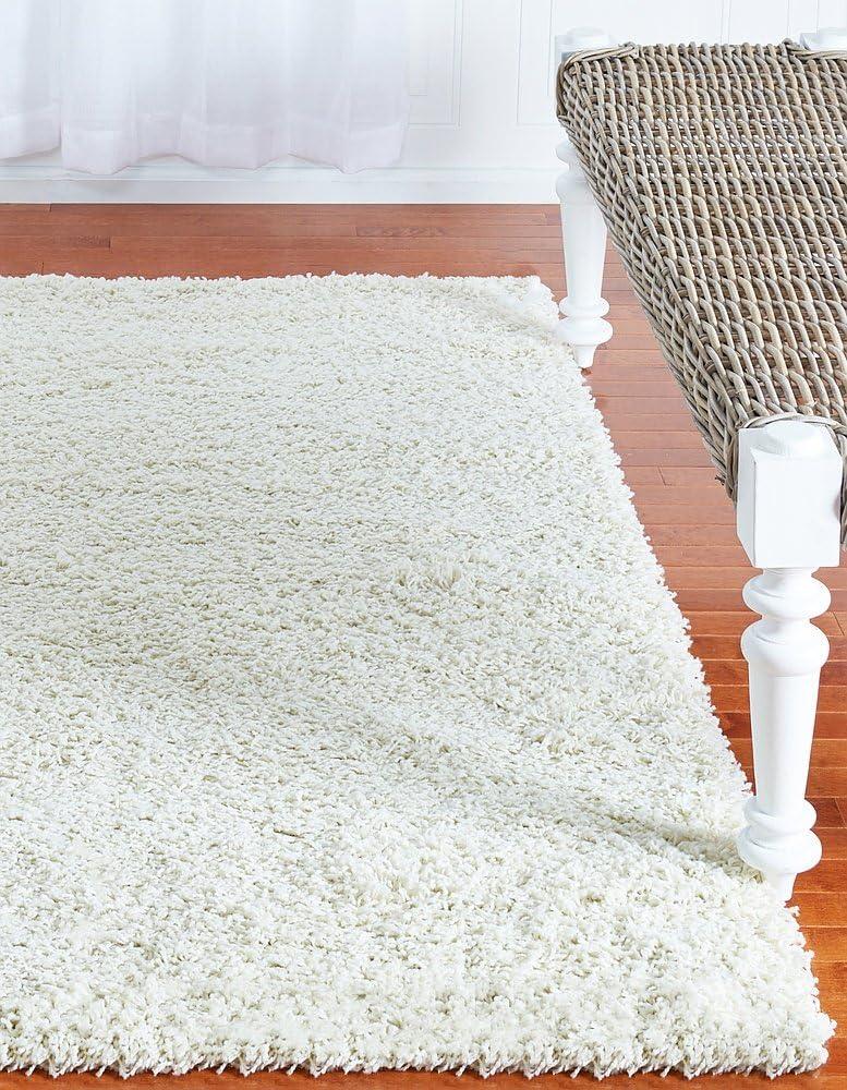 Unique Loom 4' 1 x 6' 1 Solid Shag Pure Ivory Area Rug