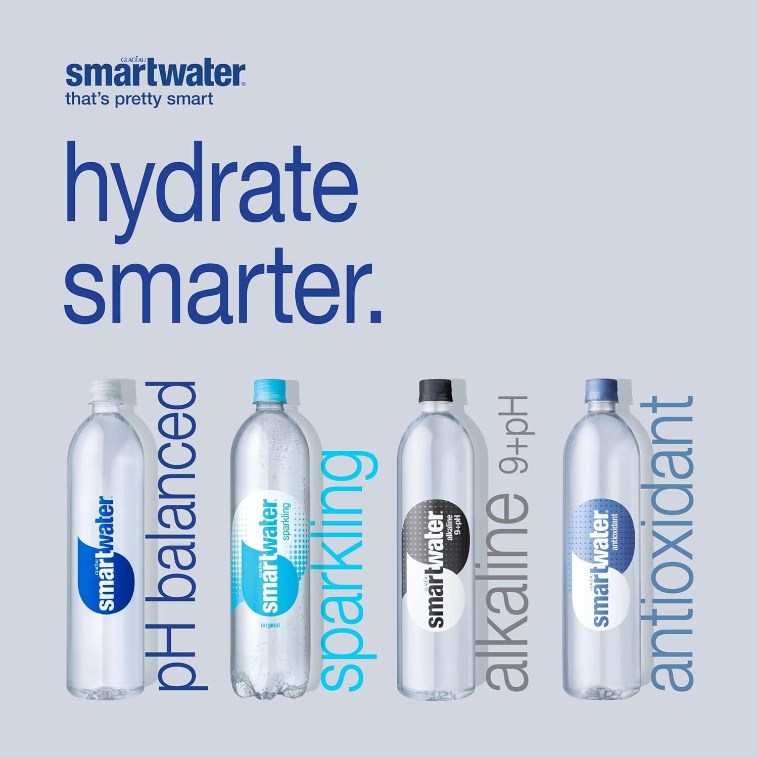 smartwater vapor distilled premium water, 16.9 fl oz, 6 count bottles