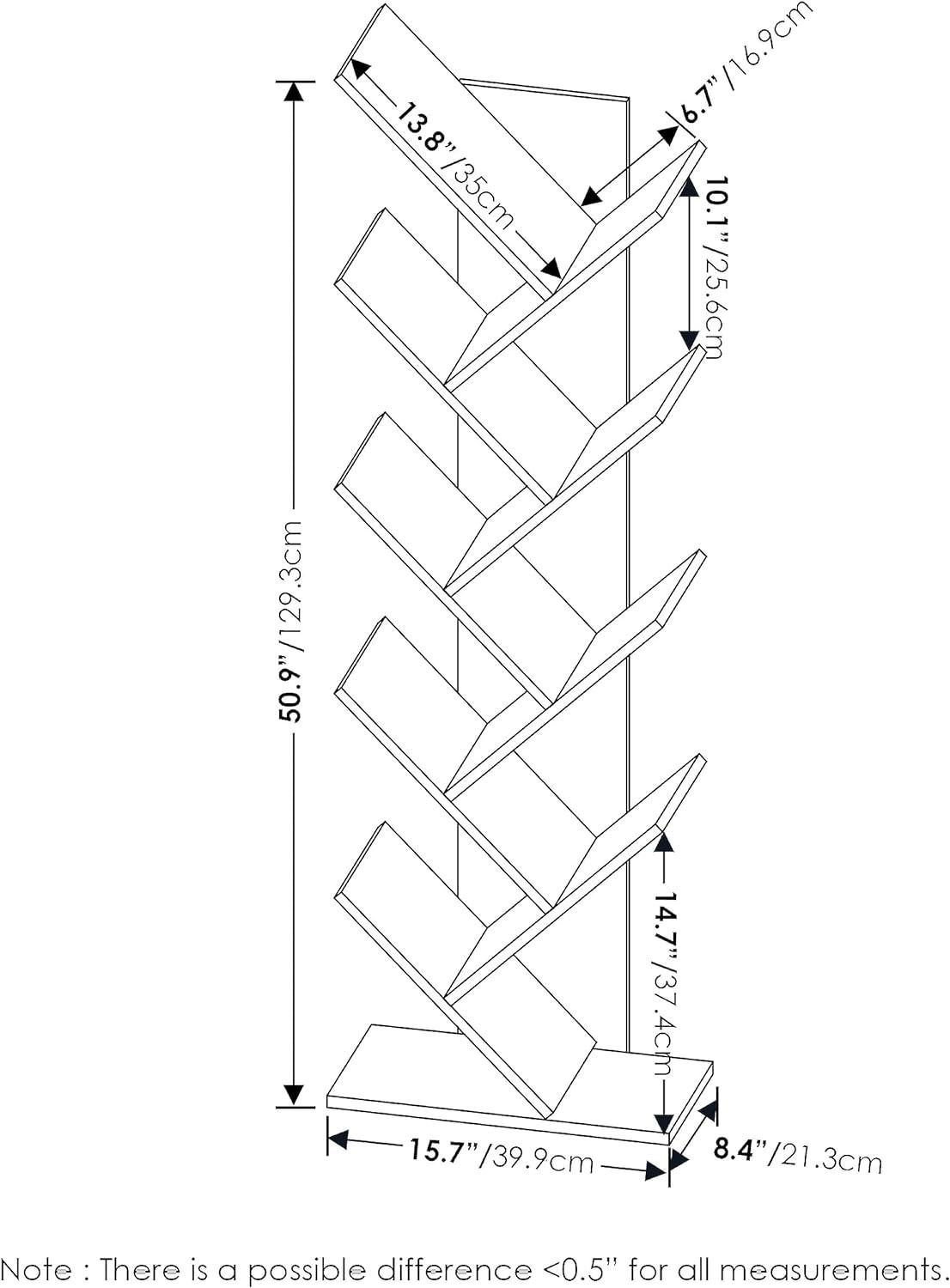 Furinno Tree Bookshelf 9-Tier Bookcase Floor Standing Book Rack Display Stand,Espresso