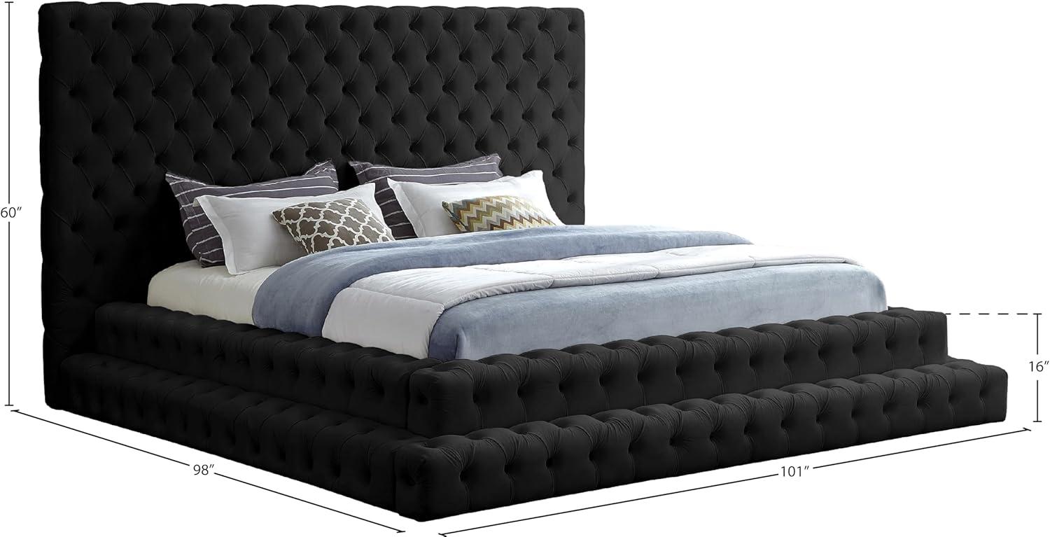 Meridian Furniture Revel Black Velvet King Bed