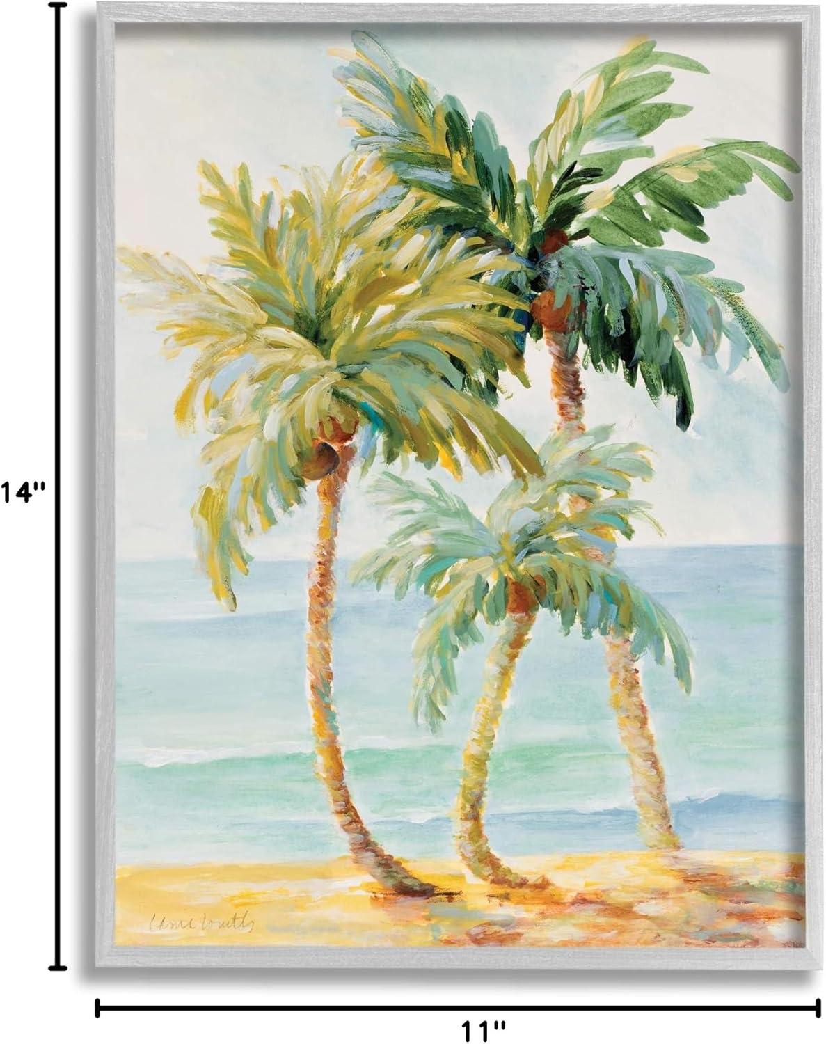 Stupell Industries Tropical Palm Trees on Sand Framed Giclee Art, Gray, 11" x 14"