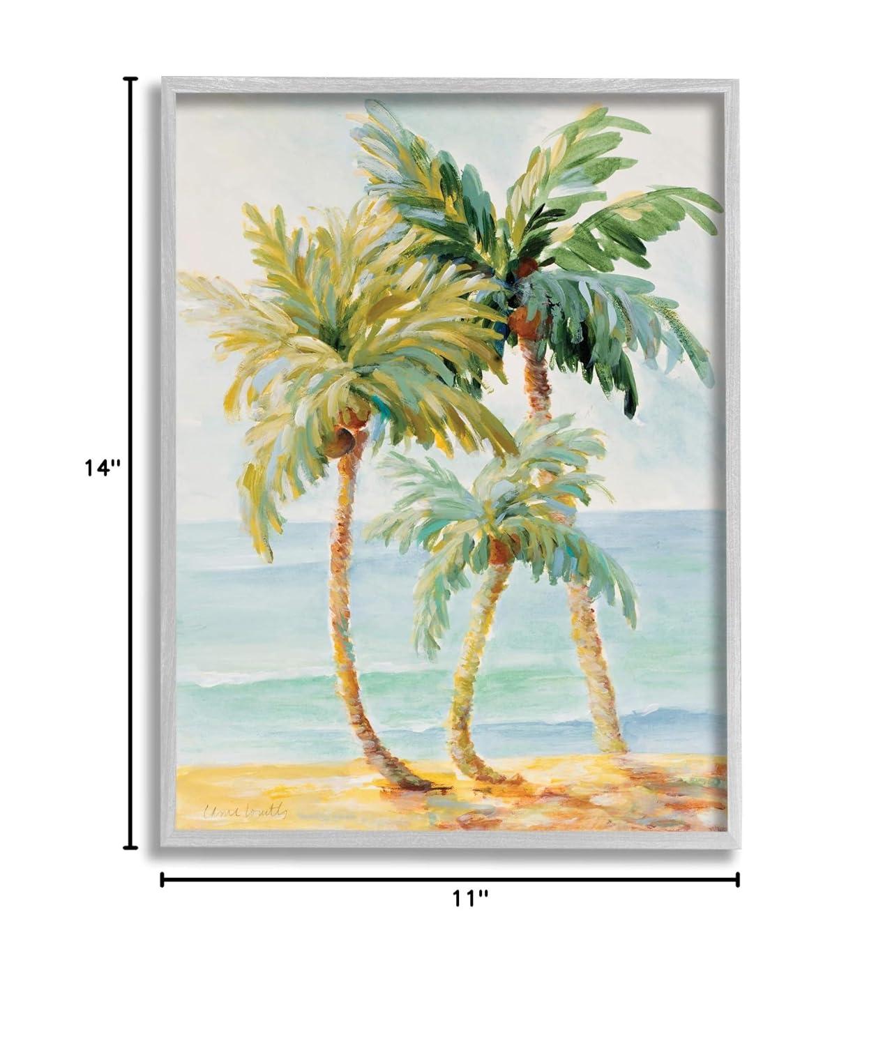 Stupell Industries Tropical Palm Trees on Sand Framed Giclee Art, Gray, 11" x 14"