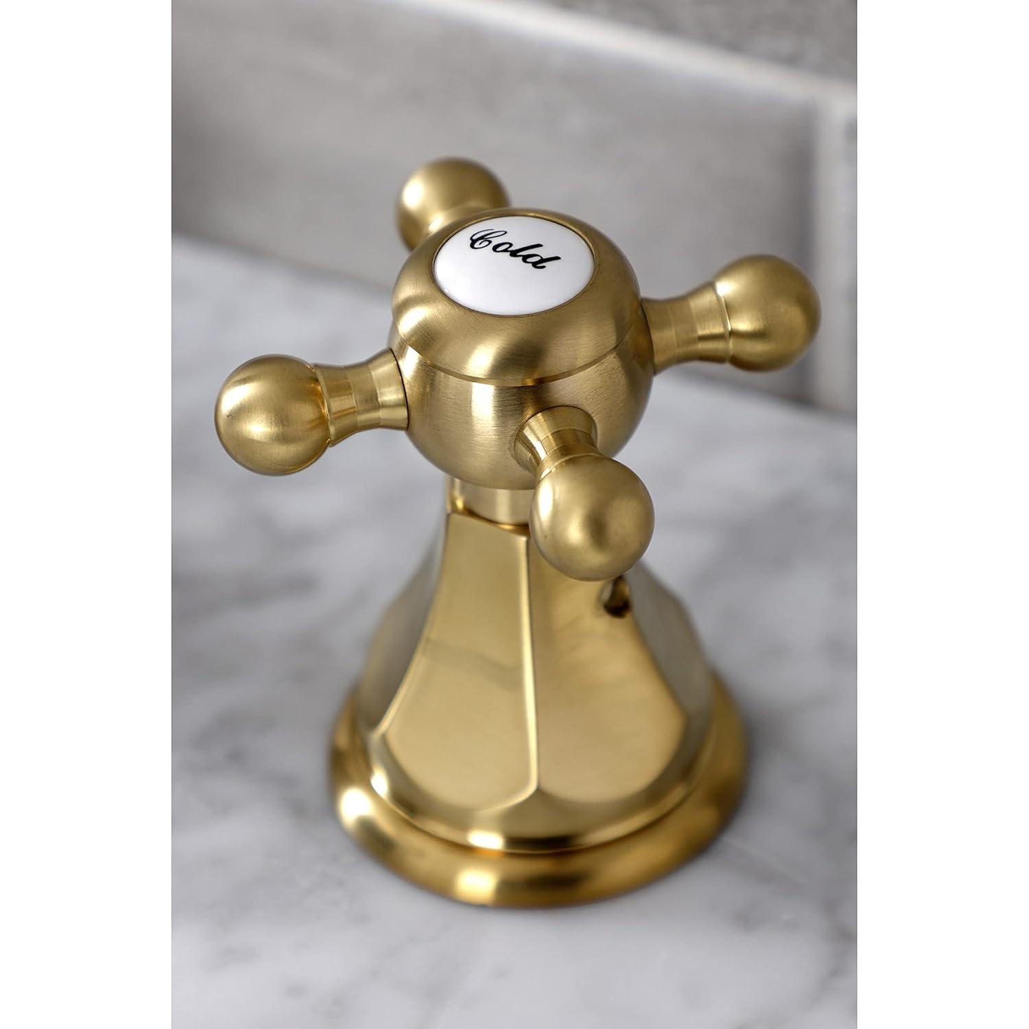 Kingston Brass Metropolitan Two-Handle 3-Hole Deck Mount Widespread Bathroom Faucet with Pop-Up Drain