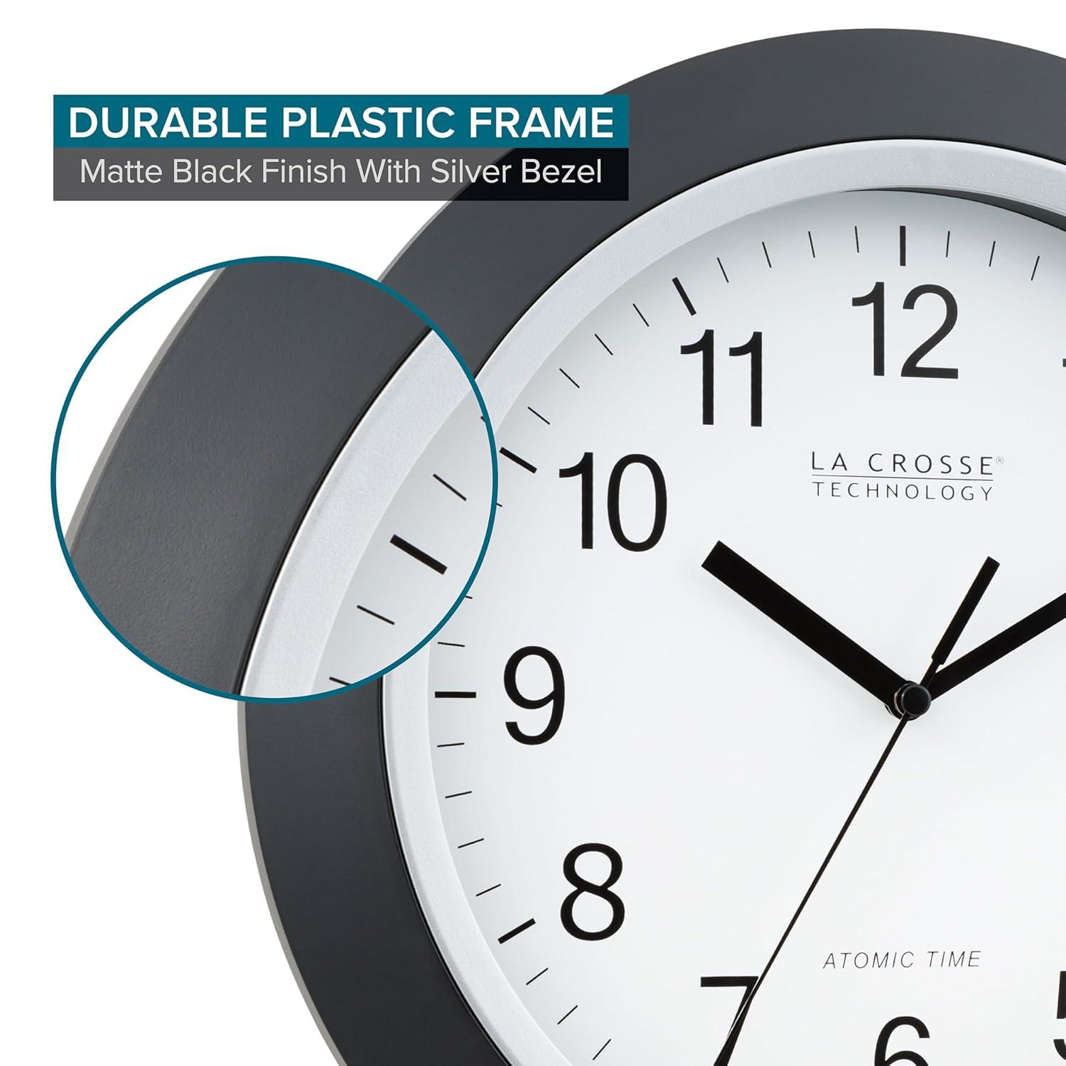 La Crosse Technology WT-3129B 12 Inch Atomic Analog Wall Clock -Black