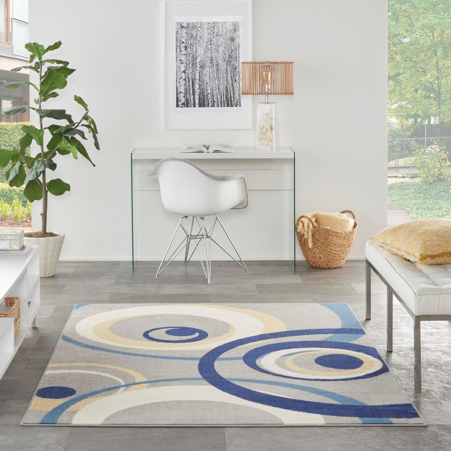 Nourison Grafix GRF21 Indoor only Area Rug - Grey 6' x 9'