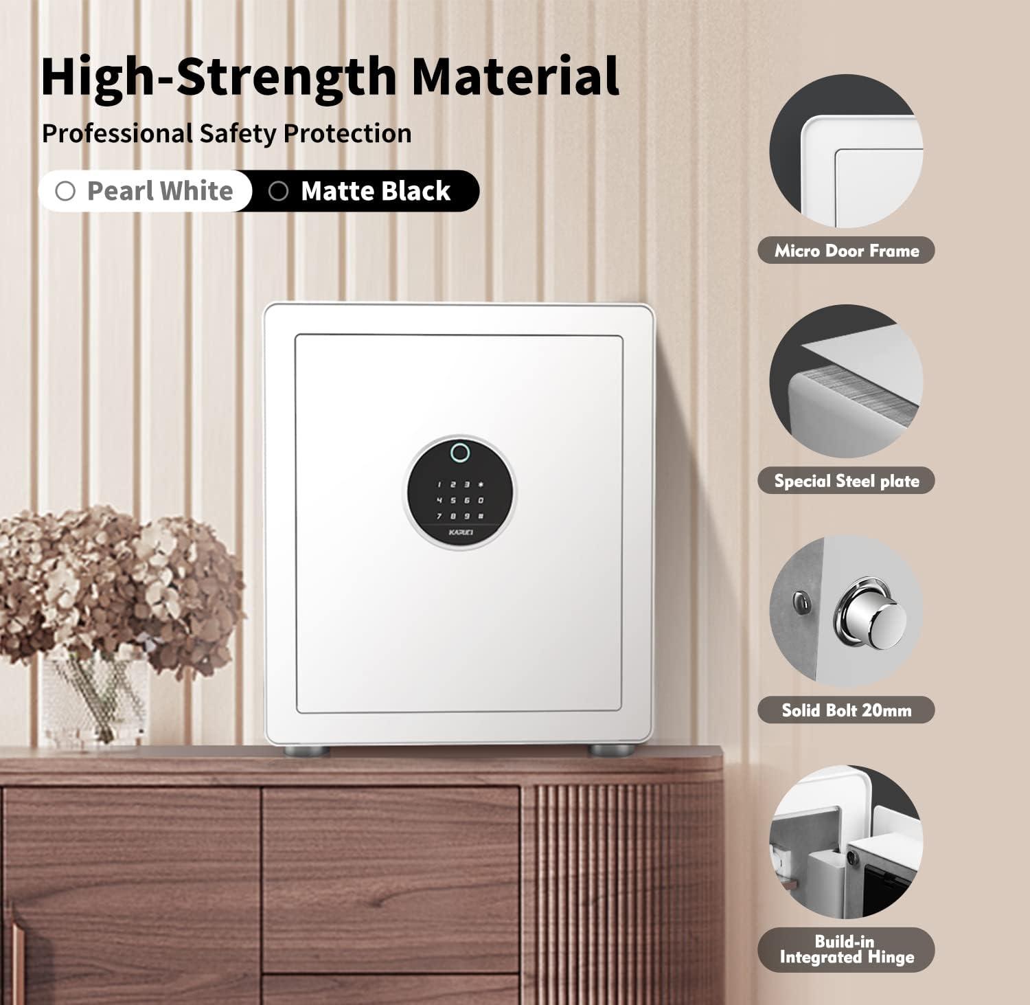 White Steel Biometric Fingerprint Touch Screen Safe