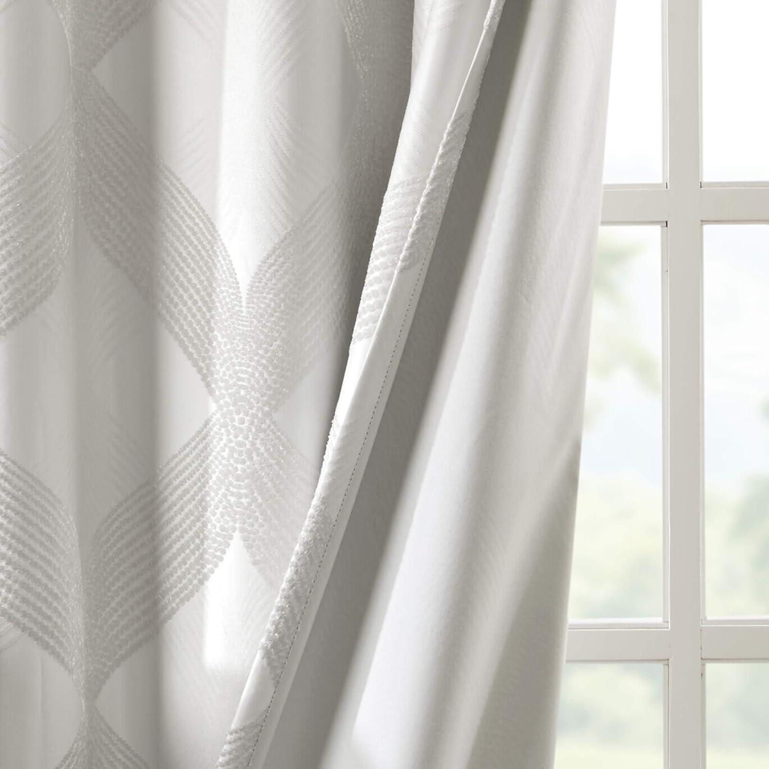 Madison Park Bentley Ogee Knitted Jacquard Geometric Total Blackout Single Curtain Panel