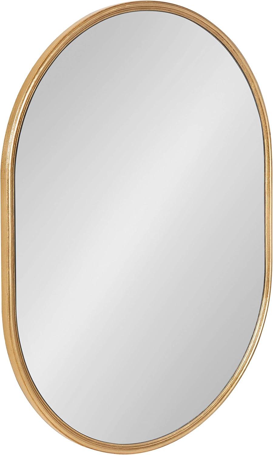 Kate and Laurel Caskill Mid-Century Oval Mirror, 18" x 24", Gold, Capsule-Shaped Accent Mirror for Entryway, Living Room, or Bathroom