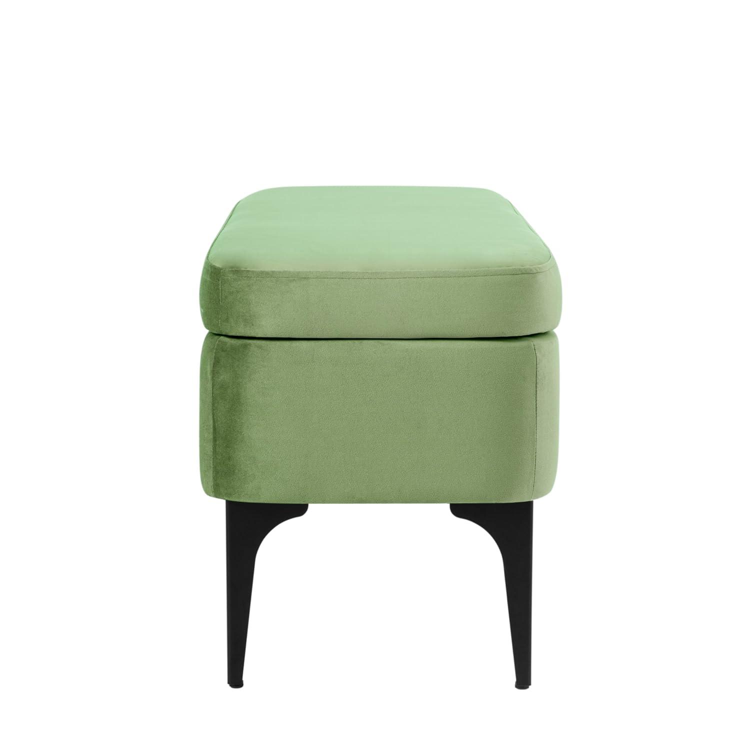 Large Modern Storage Bench Green Velvet - HomePop