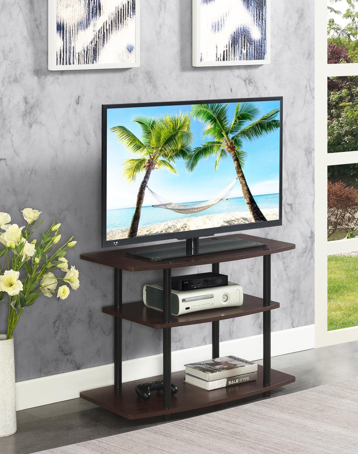 Convenience Concepts Designs2Go No Tools 3 Tier TV Stand, Espresso/Black Poles