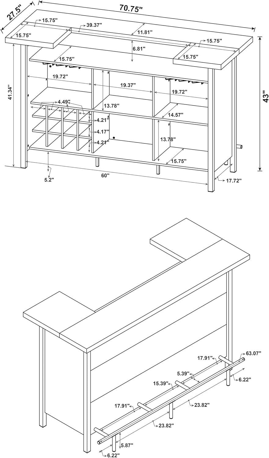 Coaster Bellemore Wood Rectangular Storage Bar Unit Rustic Oak