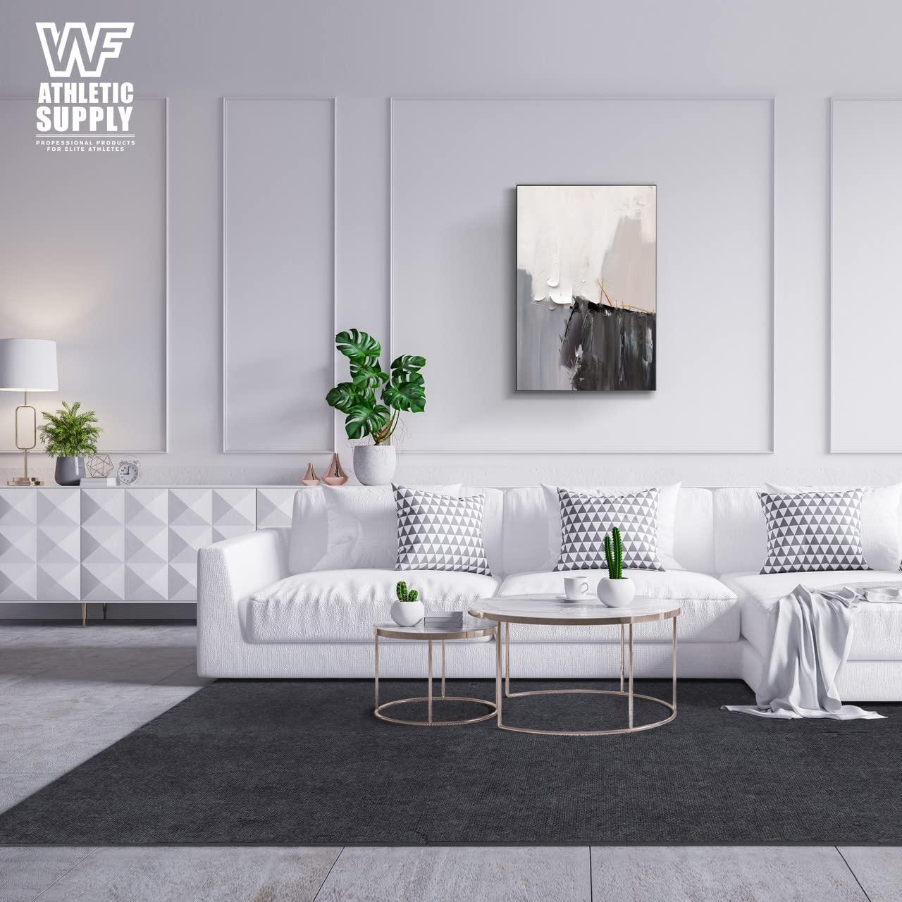 Black Carpet Texture Top 24 in. x 24 in. x 12 mm Interlocking Tiles for Home Gym Kids Room and Living Room (24 sq. ft.)