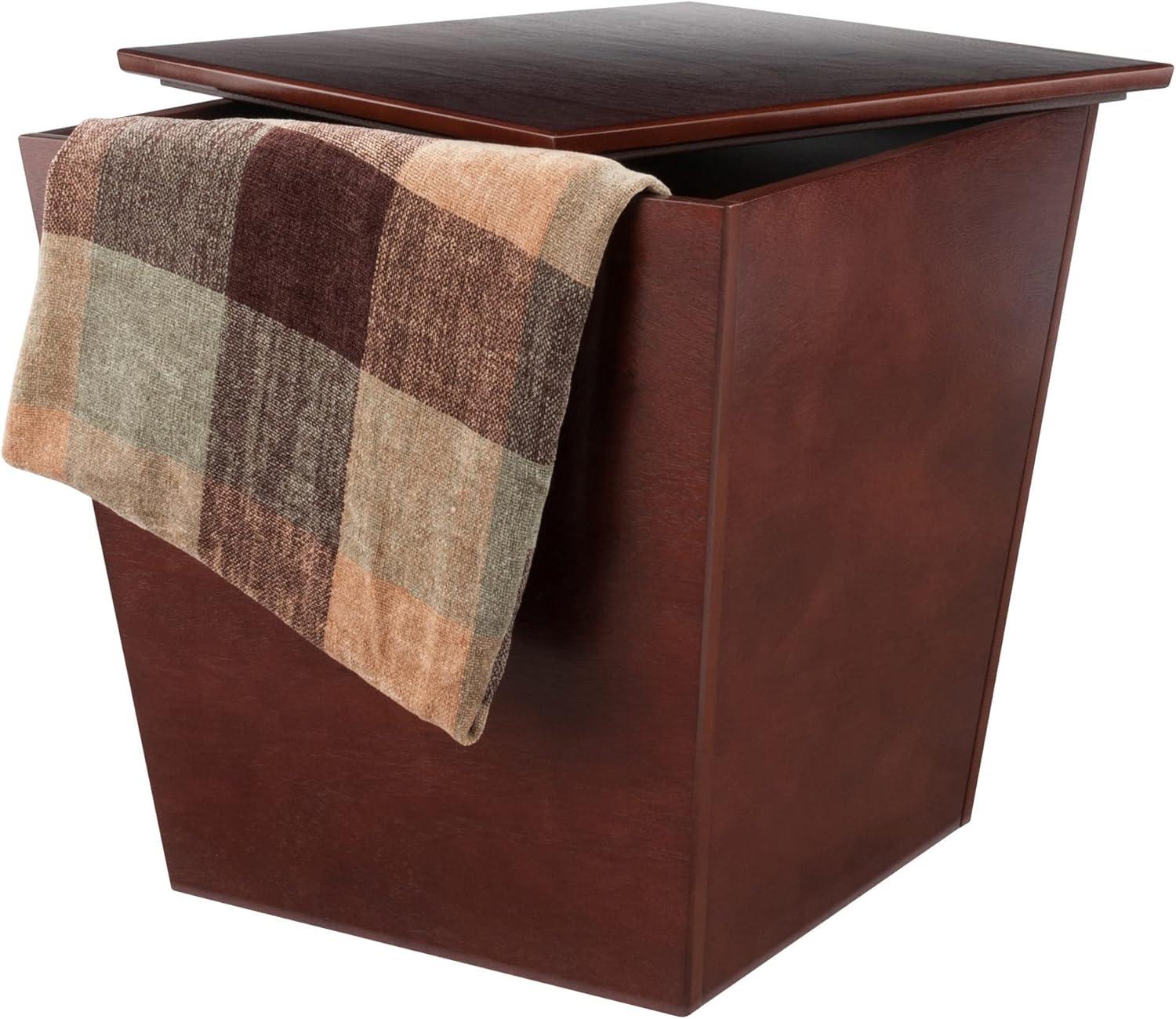 Transitional Walnut Wood Storage Cube End Table 18.5"