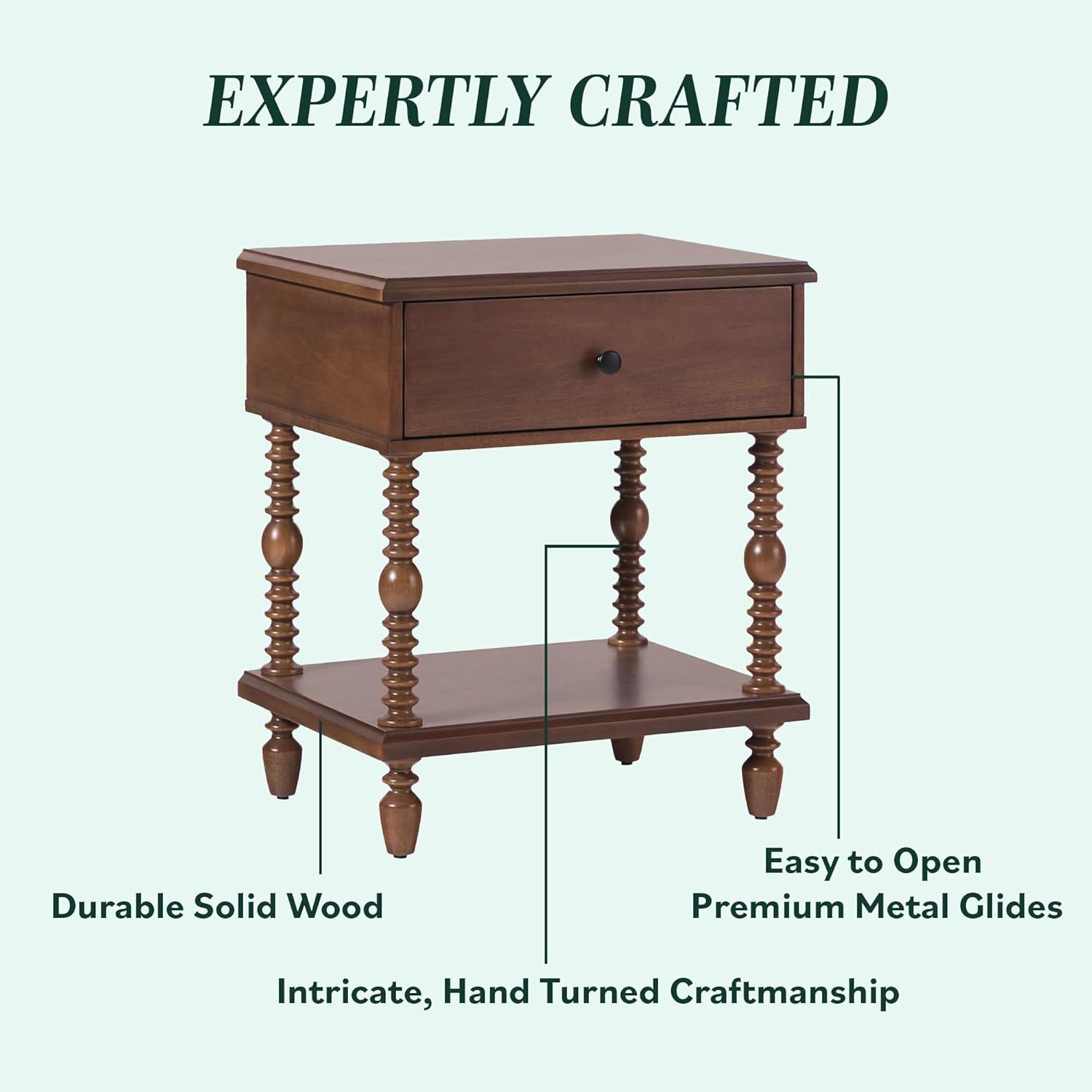 Vivienne Easy Assembly Solid Wood Spindle 1-Drawer Nightstand (Set of 2)