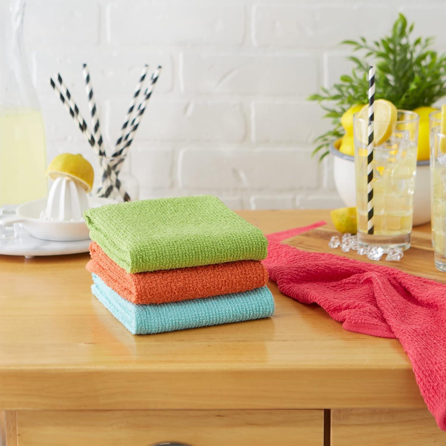 Bright Assorted Cotton Terry Dishtowel Set, 4-Pack