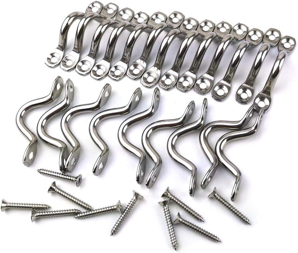 BRT Bearingshui 22Pcs M5 316 Stainless Steel Eye Straps Ceiling Wall Mount U Hook with Screws, Heavy Duty Metal Pad Eyes Plate Snap Eye Strap Drop Ceiling Anchor Hooks Hardware