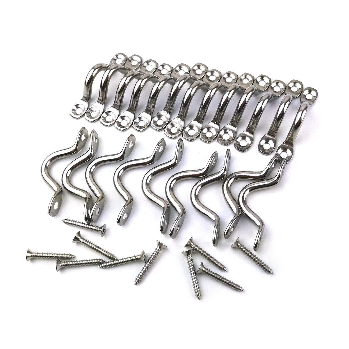 BRT Bearingshui 22Pcs M5 316 Stainless Steel Eye Straps Ceiling Wall Mount U Hook with Screws, Heavy Duty Metal Pad Eyes Plate Snap Eye Strap Drop Ceiling Anchor Hooks Hardware