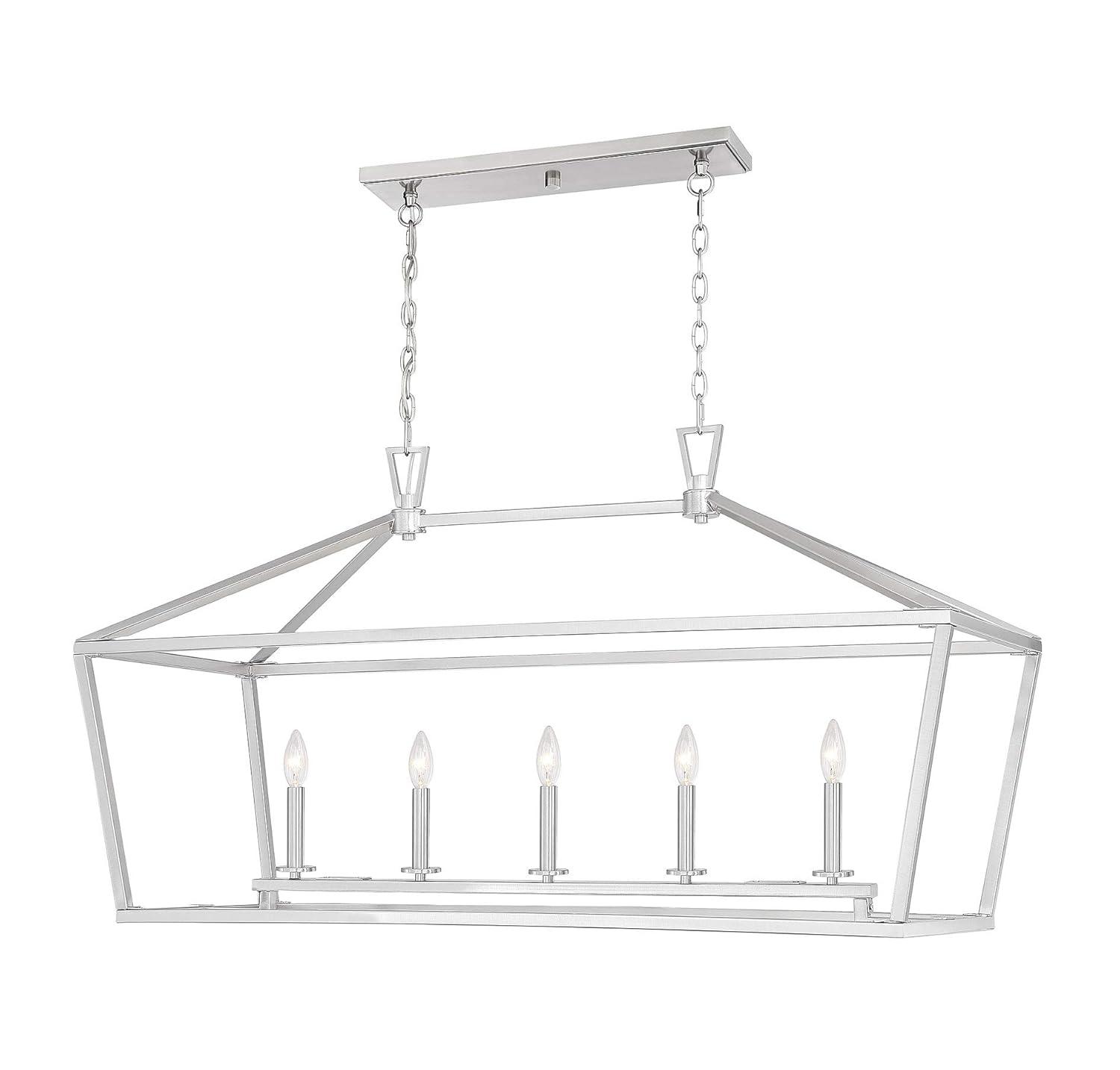 Savoy House 1-324-5-SN Townsend 5 Light Linear Chandelier in a Satin Nickel Finish (44" W x 23.5" H)