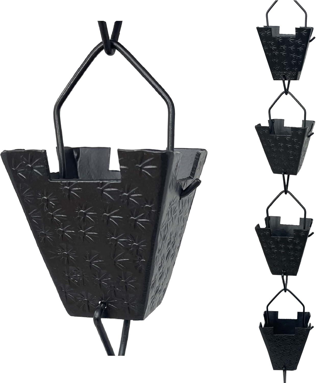 8.5 ft Black Aluminum Castle Square Rain Chain