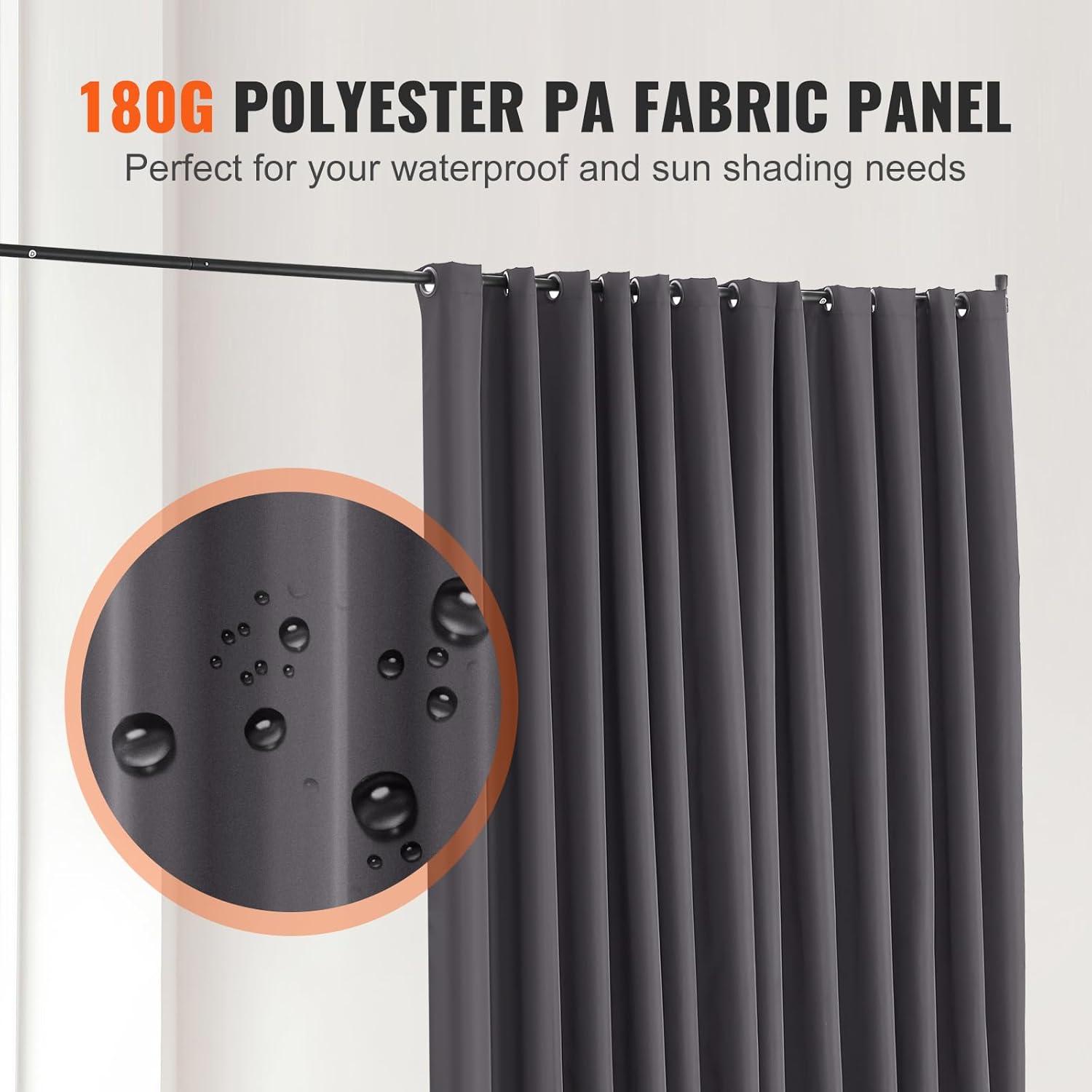 VEVOR Room Divider, Portable Panel Room Divider with Wheels Curtain Divider Stand, Freestanding Partition Divider Privacy Screen for Office, Bedroom, Dining Room, Study, Grey